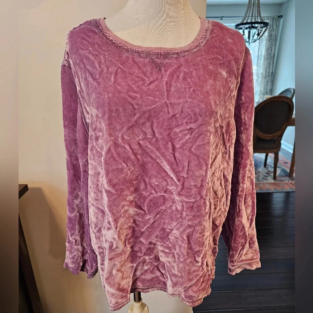 J. Jill •Size Medium• Velvet Frosted Sweatshirt Vintage Rayon Boho Whimsical